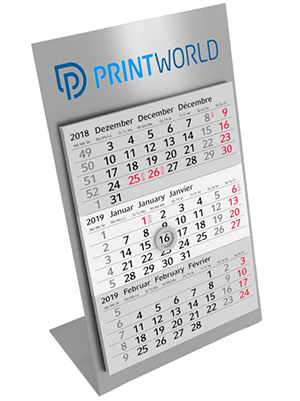 3-Monats-Tischkalender mit Edelstahlauftsteller