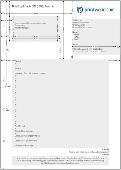 Briefbogen nach DIN 5008 Form A